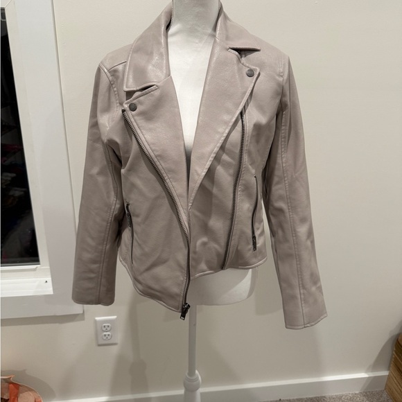Abercrombie & Fitch Gray faux Leather Moto Jacket - Picture 1 of 5
